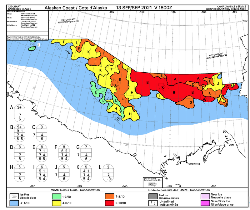 Example of a daily CIS sea ice chart for the western Arctic